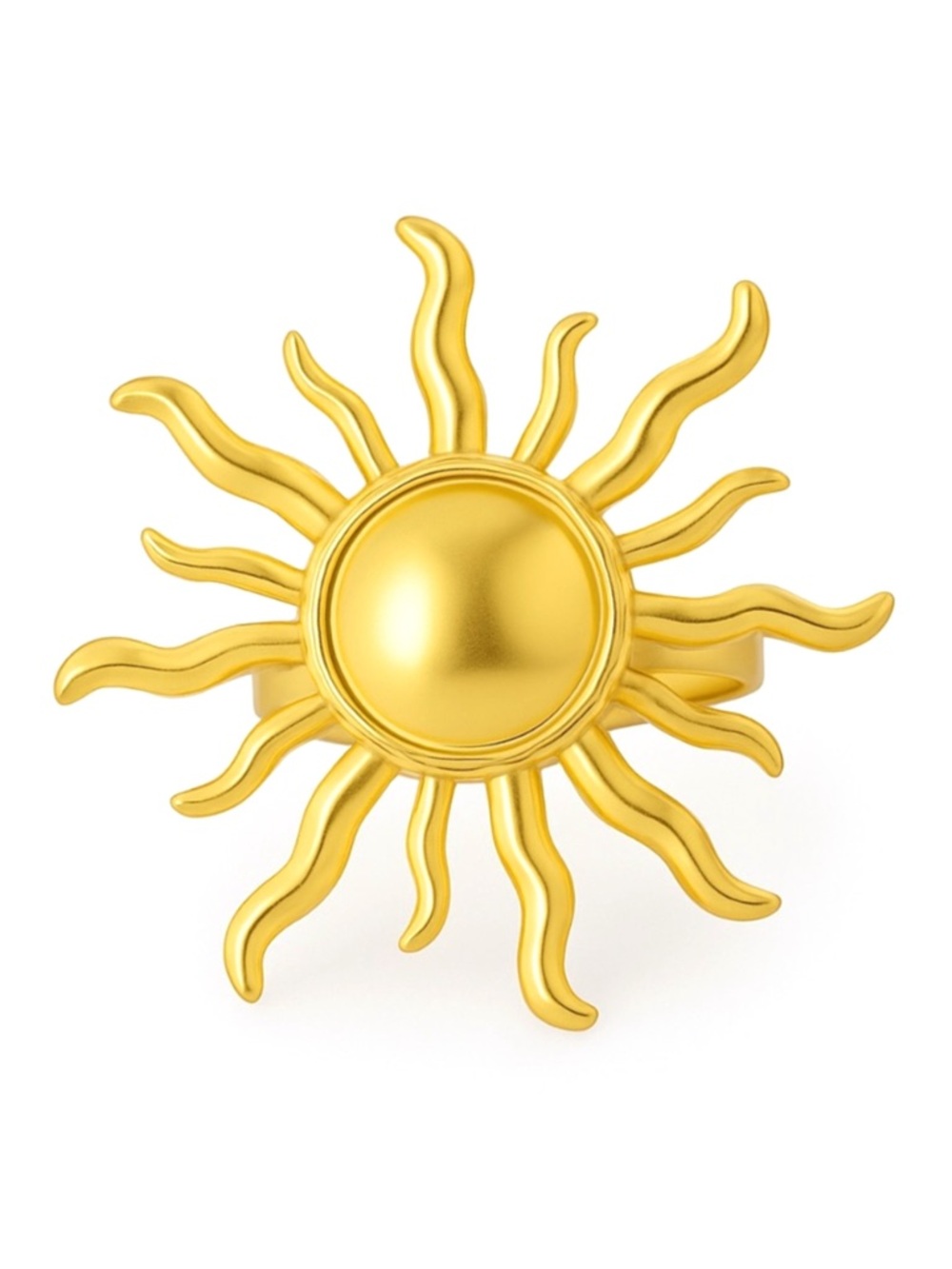 Gold Sunburst Statement Ring - Adjustable Celestial Sun Ring